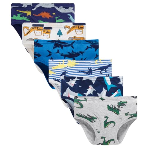 Boboking Little Boys Briefs Dinosaur Truck Toddler Kids Underwear (Pack of 6) 5/6Y