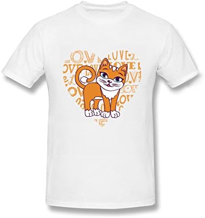 UIZO Men's Cotton T-shirt Tee Kindly Mother Cat Sleeve,White,Size M