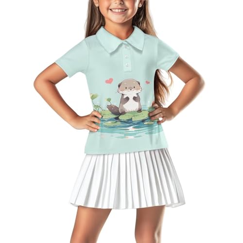 Tongluoye Short Sleeve Polo Shirt for Girls Athletic Tennis Top Button Down Elastic Tops