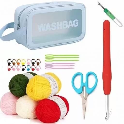 Image of Dodhar Crochet Kit for Beginners - Complete DIY Crochet Starter Set with Yarn, Hooks, Needles, Stitch Markers & Storage Bag - Easy Learn-to-Crochet Kit for Adults & Kids (4.5hook kit)