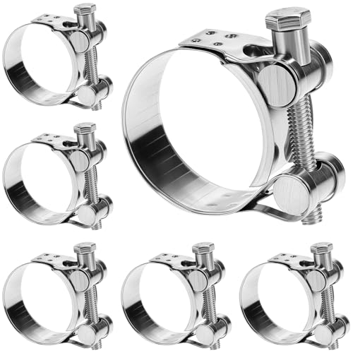 QWORK® 6 Piezas 36-39mm abrazaderas tubos, abrazadera de manguera de acero inoxidable 304, para escape de motocicleta, manguera de gasolina