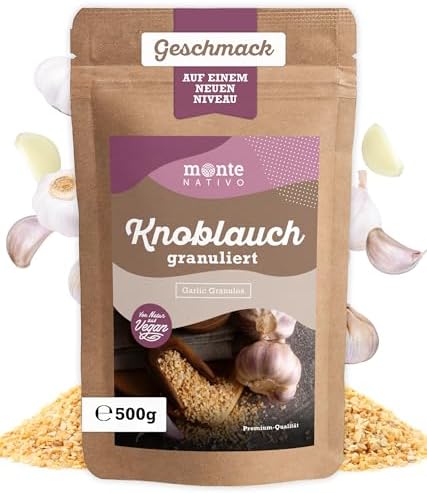 Knoblauch Granulat Monte Nativo (500g) - Aromatisches Knoblauchgranulat | Garlic Powder - Schonend getrocknete und aromatische Gewürze ideal zum Kochen und Würzen - Intesiver Gesch