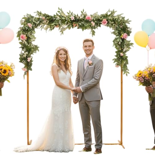 HuKaiL Arco per matrimonio quadrato in metallo dorato con portata massima di 5 kg, per festa di compleanno, cerimonia, anniversario di matrimonio, 2 x 1,5 m