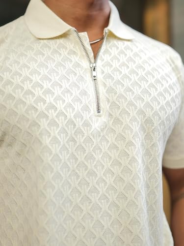 Image of Maniac || Mens || Kite || Textured || Polo Neck || Half Sleeve || Cotton || Slim Fit || Tshirt