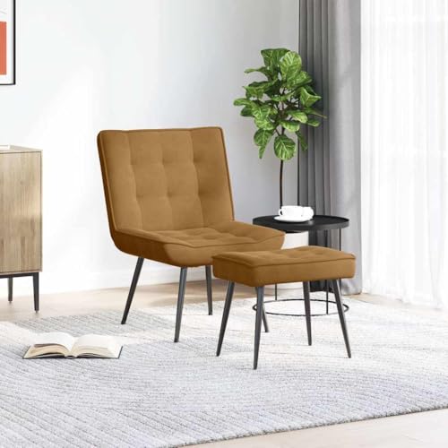 Genérico Sillón de Relax con reposapiés Terciopelo marrón,Mobiliario,Sillas-4012334