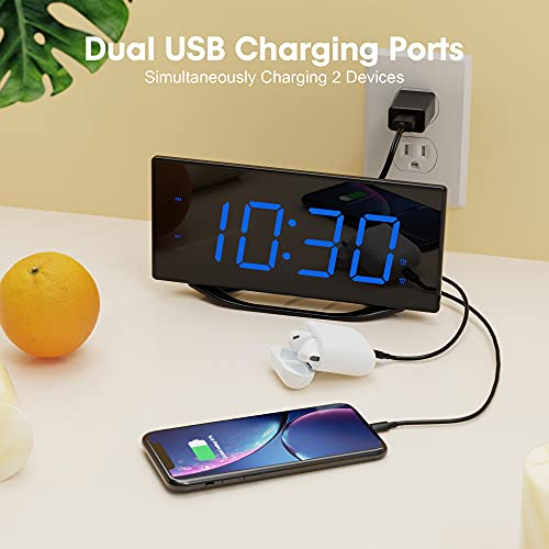 Loud Digital Alarm Clock For Bedroom,Bedside Dual Alarm Clock For Heavy Sleepers Adult Teen With Usb Charger,Desk Clock With 8.7"Large Led Display,Battery Backup,7-Level Brightness&Volume,Snooze,Dst #TOP2