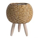 Dreieckiger Rattan-Blumenständer für den Innenbereich, entworfen für Blumentöpfe und Pflanzen auf dem Schreibtisch mit einem natürlichen, platzsparenden Stil (A Brown)