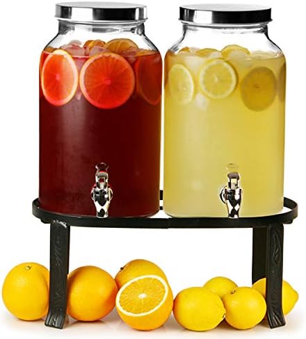bar@drinkstuff Dual Mason Jar Drinks Dispenser with Stand 10ltr, Single