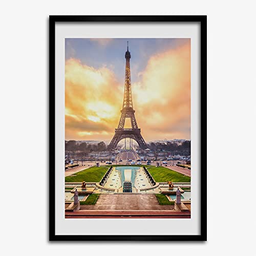 Cadre photo affiche 50x70 cm Tulup peinture tableau moderne Tour Eiffel Paris