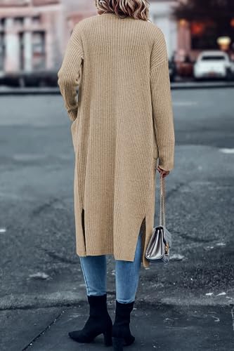 Danedvi Long Cardigan Sweaters for Women Ribbed Knit Open Front Long Sleeve Oversized Fall Casual Coat with Pockets4