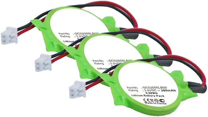 Synergy Digital Baterías CMOSBIOS, compatibles con Getac W130 CMOSBIOS, (iones de litio, 3V, 200 mAh), repuesto para batería Dell GC02000LB00,