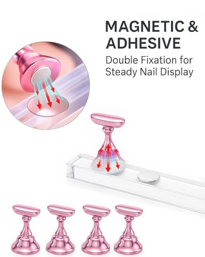 Set de práctica para uñas con soporte acrílico rosa y 10 imanes miniatura 2