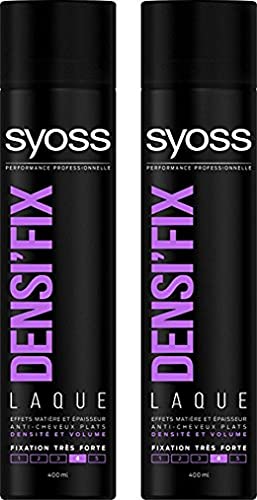 Syoss - Densi'fix Laque Cheveux Densité/Volume - Fixation très forte - Effets matière et épaisseur - Anti cheveux plats - Aérosol de 400 ml - Lot de 2 Cover