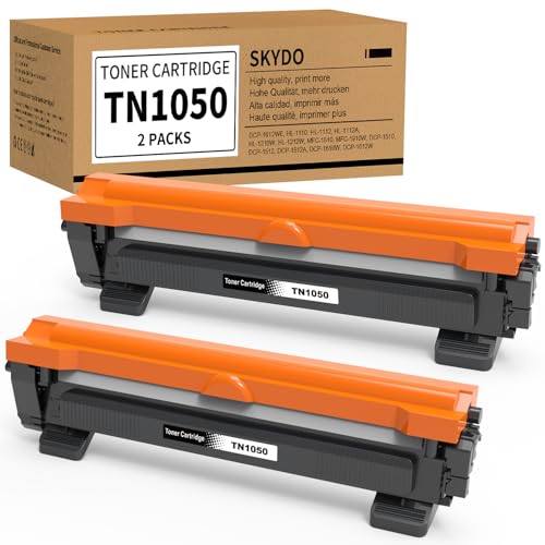 Skydo TN1050 Cartucho de Tóner Compatible para Brother DCP 1612W, 1610W, 1510, 1512, HL 1210W, 1212W, 1110, 1112 (2 Negro)
