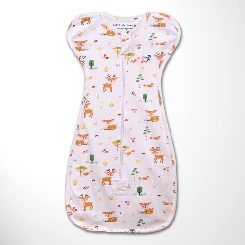 Image of haus & kinder 100% Cotton Snug Swaddle for Newborn Baby | Adjustable Arms Up Sleeping Sack, Wearable Sleep Sack & Baby Blanket | Breathable Sleepwear for 0-3 Months - Woodland Animal