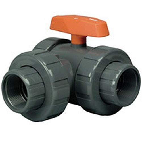 SMC 6902290 PVC326-8B8B8B-B Three-way 326 PVC Ball Valve, 1/2 Inch, Barb, Gray PVC