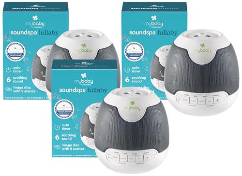 Image of MyBaby,SoundSpa Lullaby - Sounds & Projection,Plays 6 Sounds & Lullabies,Image Projector Featuring Diverse Scenes,Auto-Off Timer Perfect for Naptime,Powered by an AC Adapter,(Pack of 3)