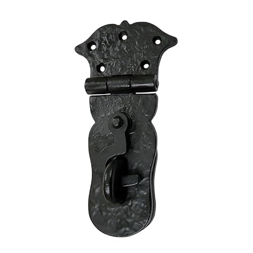 Adonai Hardware "Paran" Heavy Duty Antique Cast Iron Safety Hasp and Staple with Locking Mechanism (6" x 1 Pack, Matte Black) for Vintage Pirates Treasure Chest, Trunks, Wooden Jewelry Box
