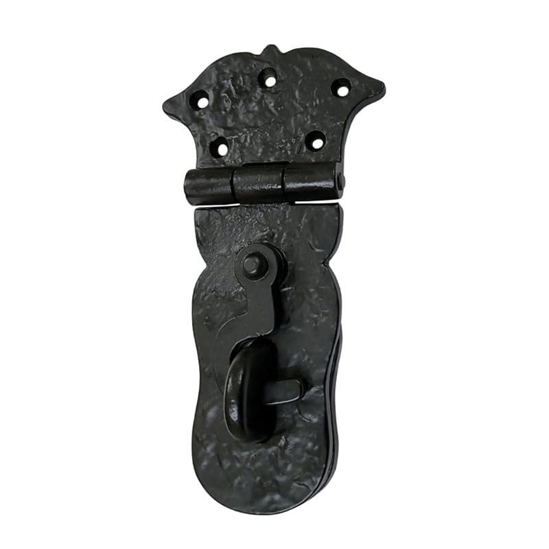 Image of Adonai Hardware inchParan inch Heavy Duty Antique Cast Iron Safety Hasp and Staple with Locking Mechanism (6 inch x 1 Pack, Matte Black) for Vintage Pirates Treasure Chest, Trunks, Wooden Jewelry Box