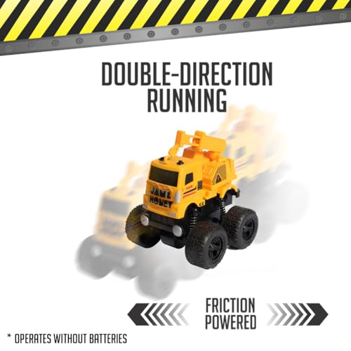 Image of Amazon Brand - Jam & Honey Construction Toy I Push & Go I Sand Toys for Kids 3+ Years I Set of 4 I Dumper /Crane /Excavator /Cement Mixer