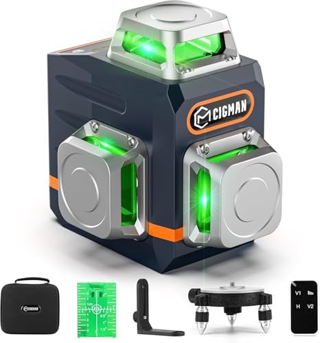 CIGMAN Laser Level Self Leveling 3x360° 3D Green Cross Line for C...