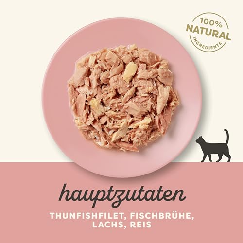 Applaws 100% natürliches Premium-Nassfutter für Katzen, Hühnerbrust und Thunfischfilet mit Lachs in Brühe - Packung mit 24 x 70g Dosen