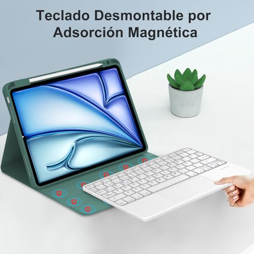 Funda con teclado para iPad Air 11 M2 con touchpad para estudiar en cafetería 4