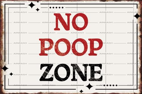 No Poop Zone Metal Tin Sign Funny Poster Warning Sign...