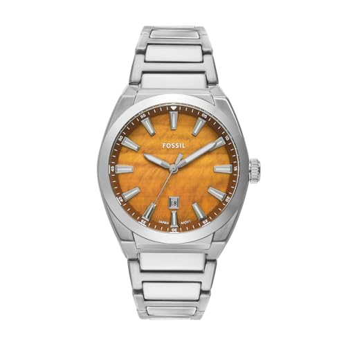 Image of Fossil Men Everett Silver Quartz Stainless Steel Analogue Watch Fs6057