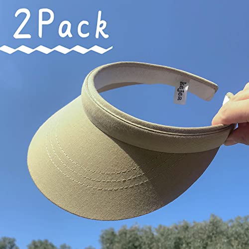 Image of 2 Pack Visor Women Men Sun Hat Clip On Visors Adjustable Sport Wide Brim Cap