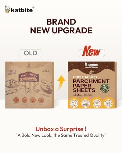 Katbite 130Pcs 10 Inch Sandwich Wrapping Paper, Heavy duty Deli Paper, Greaseproof & Non-stick Parchment Paper, Pre-cut Unbleached Parchment Paper is Perfect for Wrap Bread, Burger and Sandwich