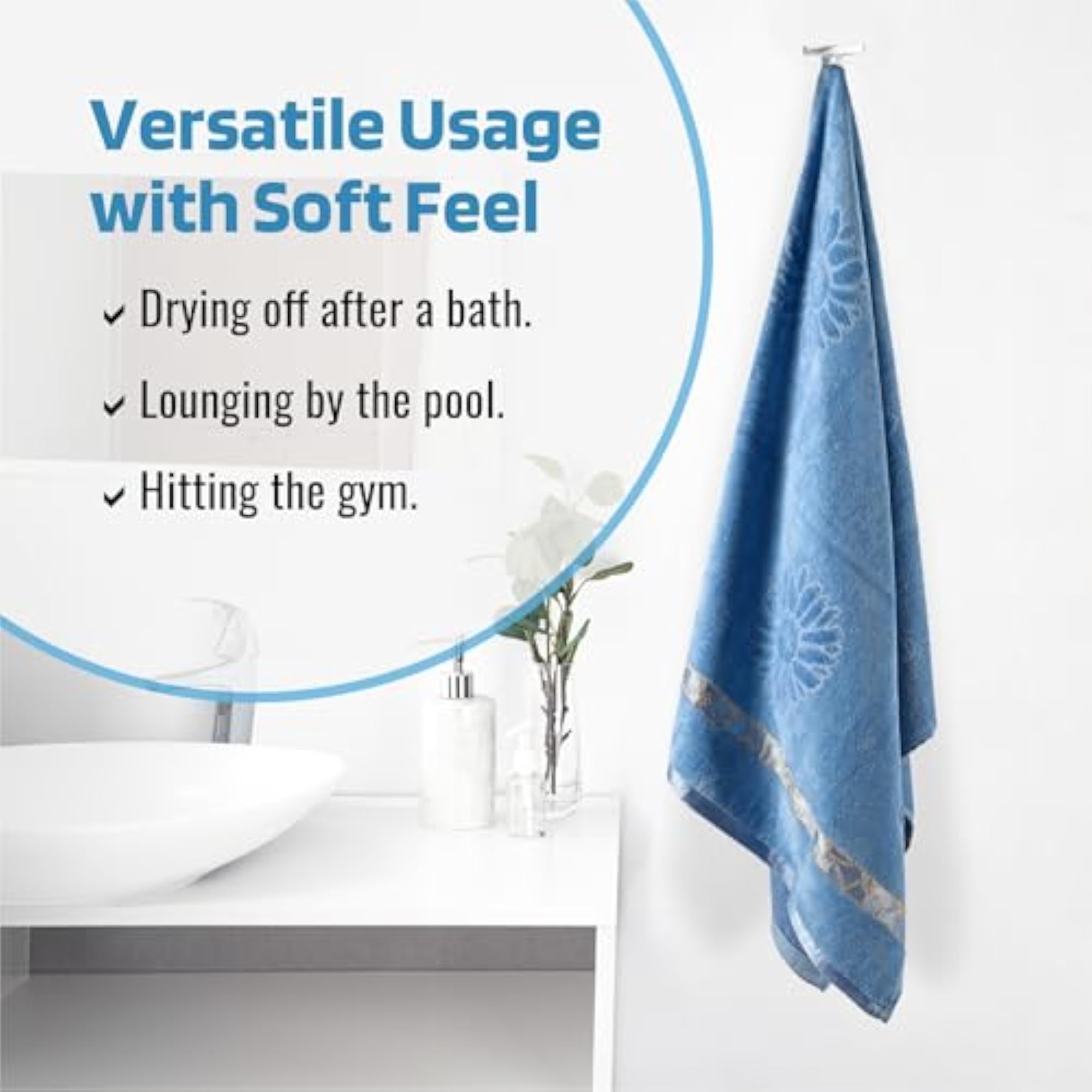 Soft Blend Cotton Bathing Towel, Pack of 6