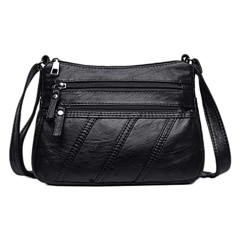 Water Soft PU leather Purses and Shoulder Handbags for Women Crossbody Bag Cross Body Messenger Bags (Black T2) Cover