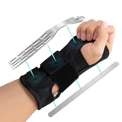 JLFDLLYYZQ 1 Unidad de Férula Túnel Carpiano con 2 Varillas Metálicas, Muñequera Túnel Carpiano, Soporte de Muñeca para Tendinitis, Artrosis y Recuperación de Esguinces (Derecha, Talla S/M)