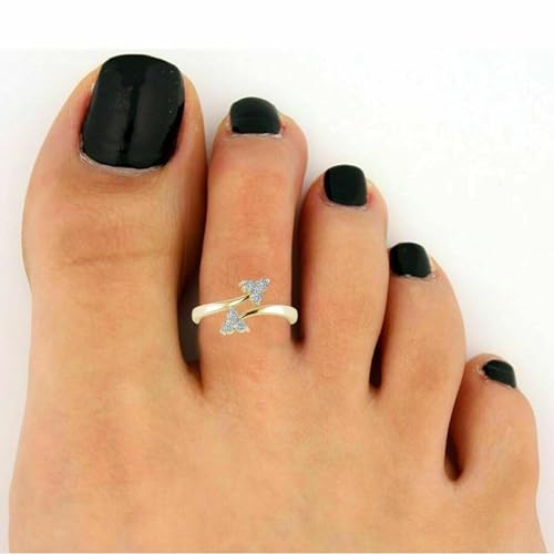 Generic 0.12 Ct Round Cut Simulated Diamond Bypass Women'S Toe Ring 14K Yellow Gold Plated 925 Silver thumb #1