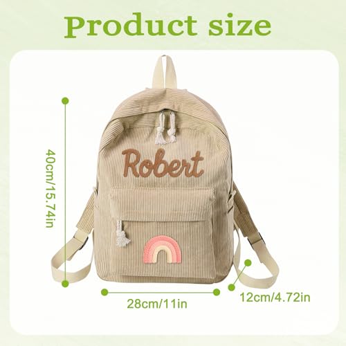 Personalized Toddler Backpacks with Name, Custom Corduroy Backpack for Kids, Back to School Birthday Gift for Girls and Boys, 15" Daycare Preschool Book Bag2