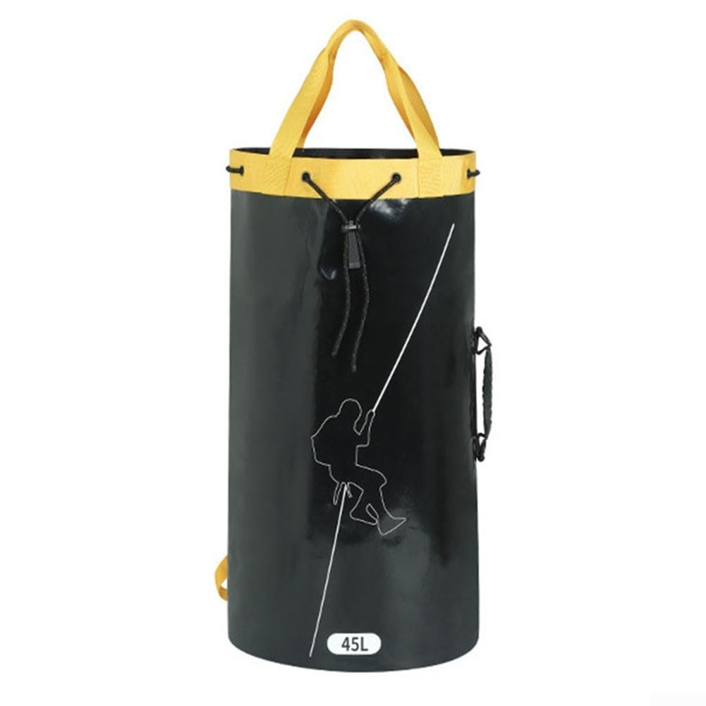 Seil-Tragerucksack für Klettern, Baumpfleger und Bauarbeiten, mit Kordelzug-Verschluss (45 l, schwarz)