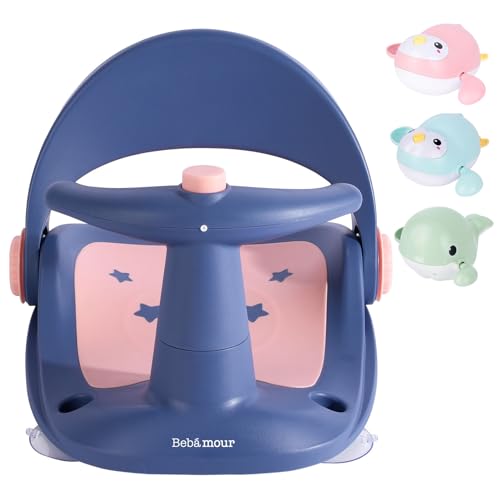 Image of Bebamour Baby Bath Seat,Portable Toddler Child Baby Bathtub Seat for Babies 6 Months & Up,Sit Up Bath Seat for Baby (Blue)