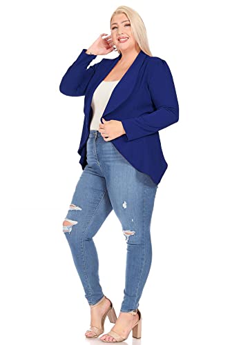 Women's Plus Size Solid Long Sleeve Waist Length Open Front Office Blazer Jacket4