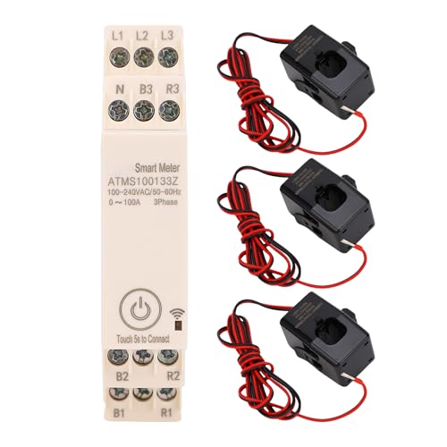 Eujgoov Contatore di Energia Intelligente Trifase, ABS, Monitora l'utilizzo dell'elettricità in Tempo Reale, Supporta Applicazioni Domestiche e Industriali