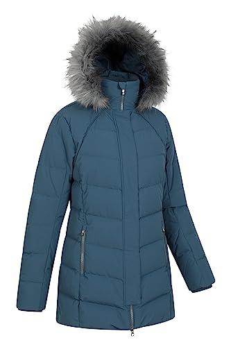 Mountain Warehouse Isla II Womens Down Jacket - Water Resistant Puffer Coat with Faux Fur Trim Hood, Zipped Pockets & Thermal Tested -35 °C - For Winter & Outdoors Blue Women's Size 14 - Image 3