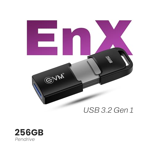 Image of EVM EnX 256GB USB 3.2 Gen 1 Flash Drive | Exceptional 120MB /s Read | Sturdy Premium Metal Body | Convenient Integrated Key Loop | Laptop Desktop Smart TV Car Stereo | 10 Years Warranty (ENX /256GB)