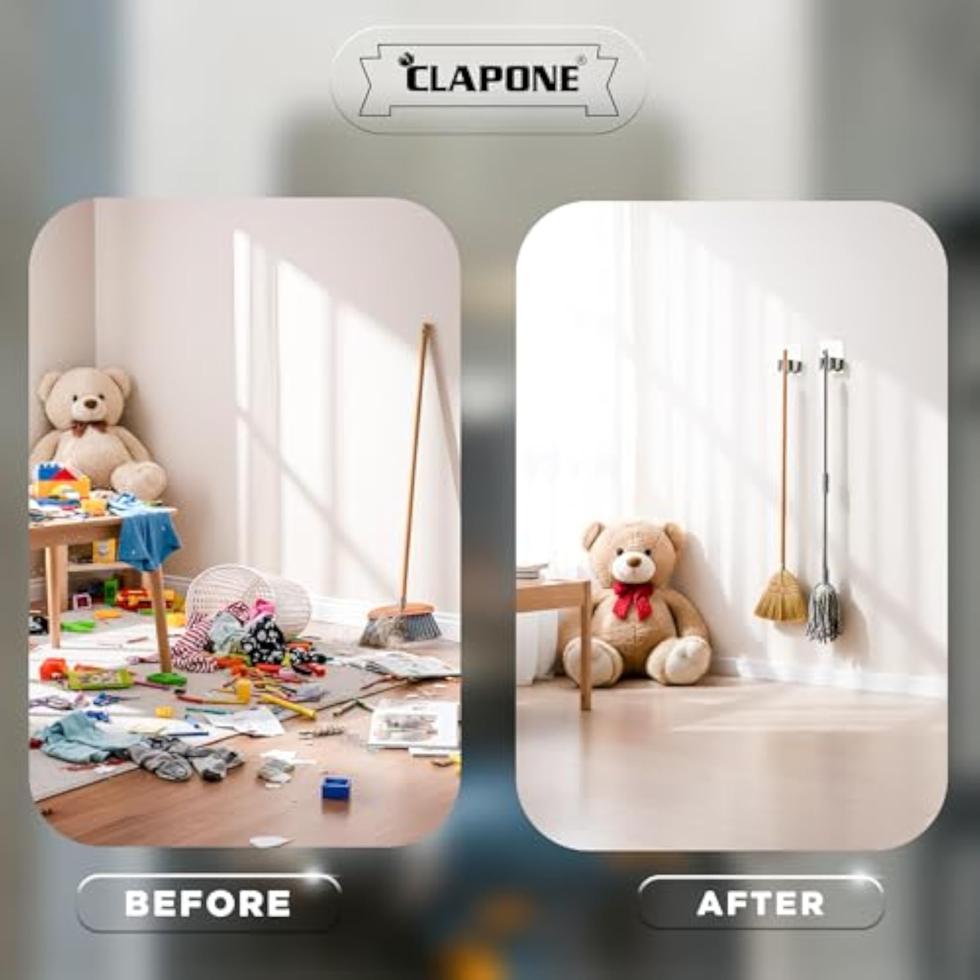 Wall Mounted Mop Holder with Storage Organizer