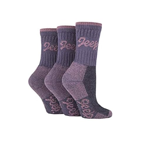 Jeep Ladies Luxury Terrain Boot Socks Pack of 3 Purple/Pink 4-8 Cover