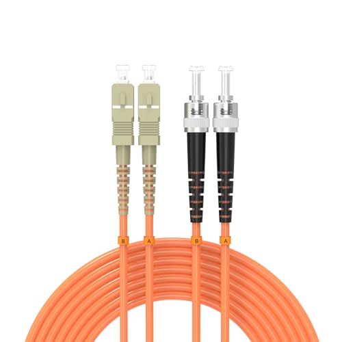 Image of 0.6Meter 2ft SC /UPC-ST /UPC Multi-Mode Fiber Optic Cable SC to ST OM1 Jumper Optical Patch Cord Duplex 62.5 /125um Orange SC-ST