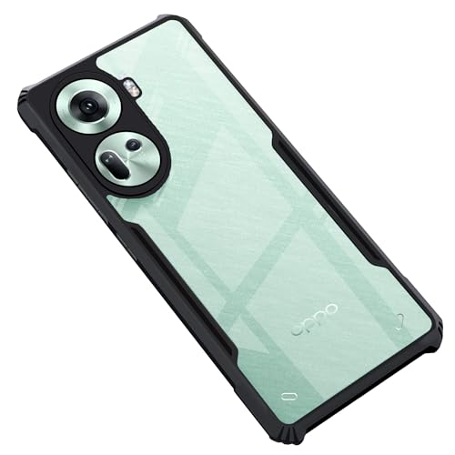 Image of CEDO Backcover for Oppo Reno 11 (5G) | Camera Protection Shockproof Bumper-Edge | Acrylic Crystal Clear 360 Degree Protection TPU+PC | Transparent Eagle Back Case Cover (Black)