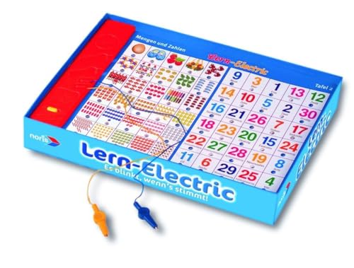 noris Lern Electric Lernspiel – Zuordnungsspiel mit Lichtsignal bei richtiger Antwort, 12 Bildtafeln, Batterie betrieben – pädagogisches Spielzeug Kinder ab 6 Jahren