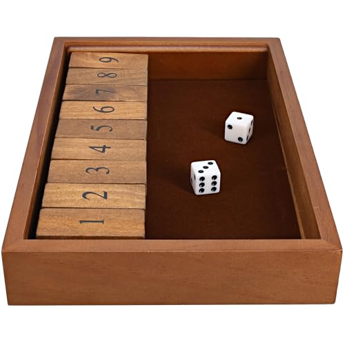 Shut the Box juego de tablero de madera 9 fichas numeradas miniatura 6