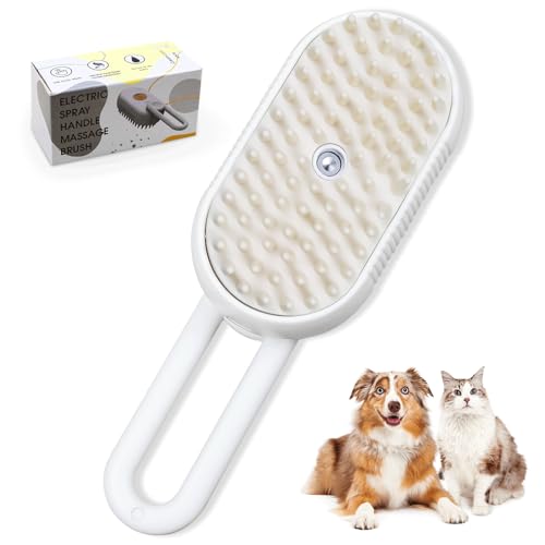 ZITUZY Cat Steamy Brush - Cepillo de vapor para gatos 3 en 1 con peine de masaje, cepillo recargable y entrada de líquido para eliminar el pelo enredado y suelto (blanco)