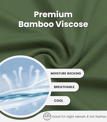Image of NACHILA Men's Pajamas-Viscose Made from Bamboo, Short Sleeve Top with Shorts Pjs Set V Neck Sleepwear Cool Loungewear